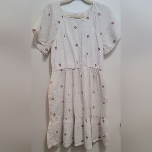 Cat & Jack White Dress with Floral Accents Size 10-12